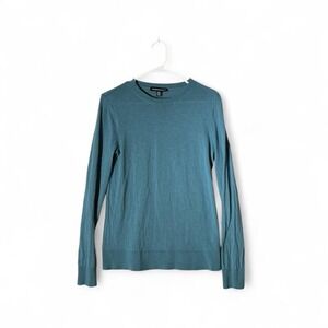 Katherine Barclay Blue Extra Fine Merino Wool Crew Neck Sweater Womens M